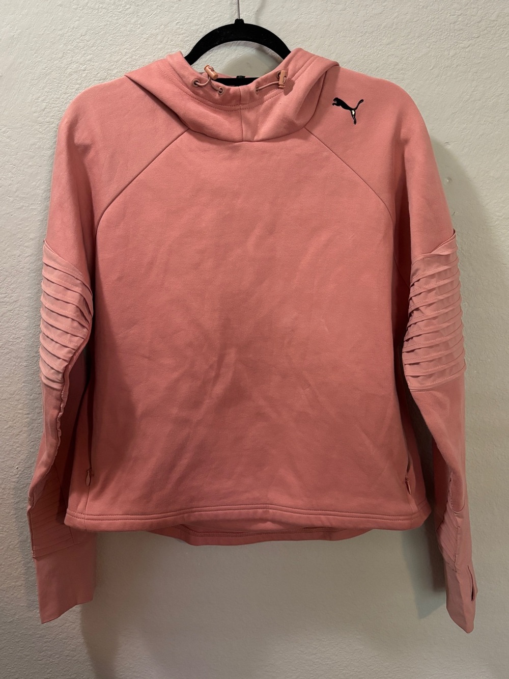 Puma Pink Moto Sleeve Athletic Hoodie Size Medium